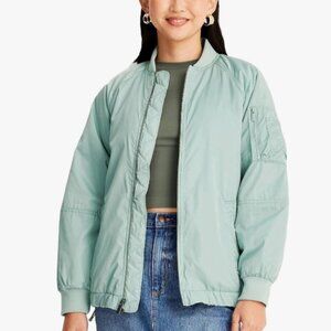 A New Day Satin Bomber - S, Pastel Green